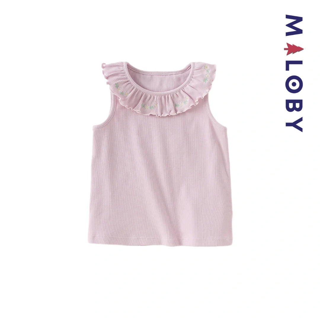 Gilet tricoté sans manches enfant fille - Jaune/violet