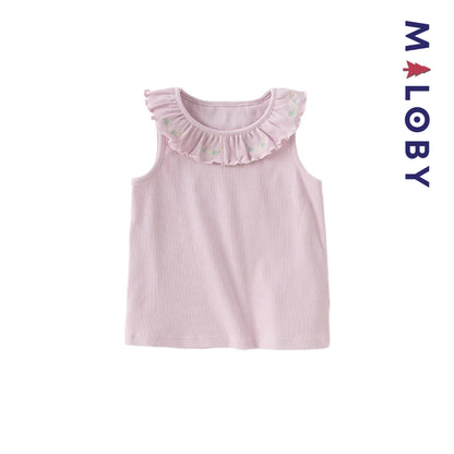 Gilet tricoté sans manches enfant fille - Jaune/violet