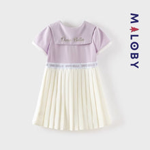 Charger l&#39;image dans la galerie, Robe plissée enfant fille -Blanc/violet -robes et ensembles pour filles, bébés et garcons - MALOBY
