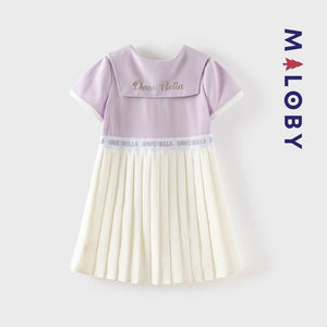 Robe plissée enfant fille -Blanc/violet -robes et ensembles pour filles, bébés et garcons - MALOBY