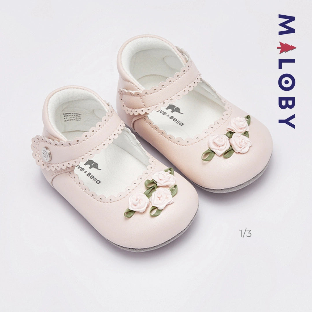 Chaussures cérémonie fleurette bébé fille - Beige -robes et ensembles pour filles, bébés et garcons - MALOBY