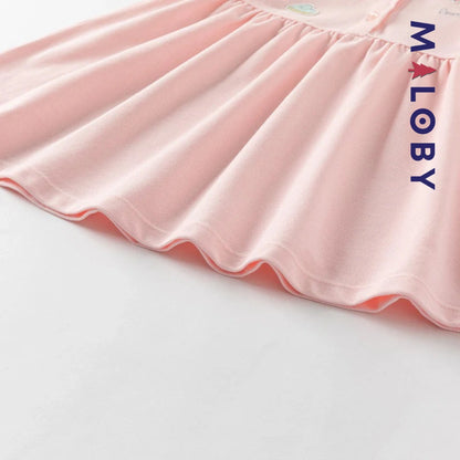 Robe manches courtes en piqué de coton enfant fille -Rose