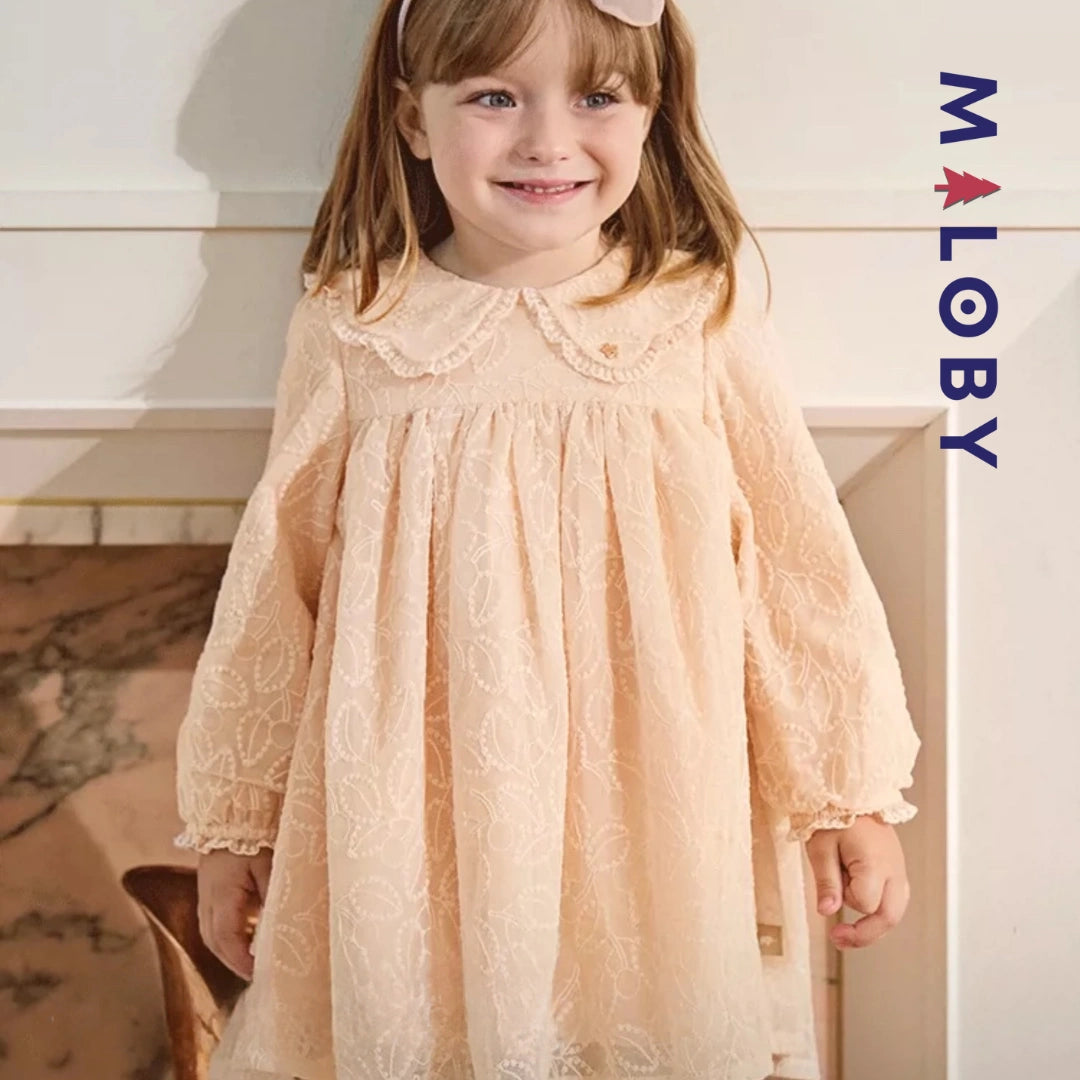 Robe cérémonie brodée enfant fille- Rose pâle -robes et ensembles pour filles, bébés et garcons - MALOBY