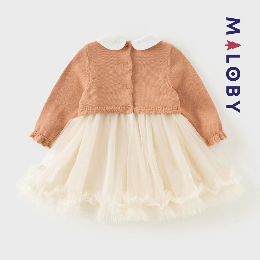 Robe cérémonie à boléro intégré- Beige -robes et ensembles pour filles, bébés et garcons - MALOBY