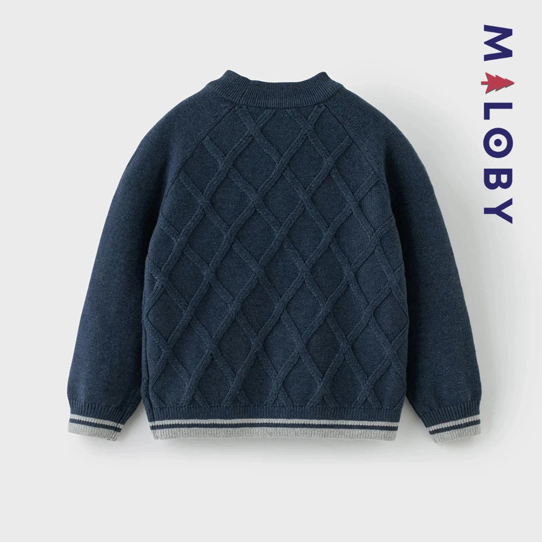 Pull en maille enfant garçon- Bleu/gris