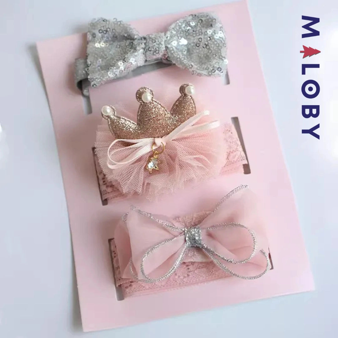 Lot trois bandeaux en dentelle enfant fille -robes et ensembles pour filles, bébés et garcons - MALOBY