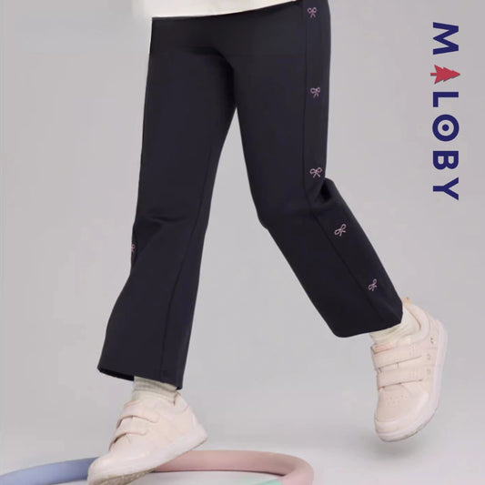 Pantalon évasé longueur chevilles enfant fille- marine