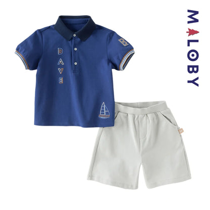 Ensemble 2 Pièces polo+ short motif marin enfant garçon- Bleu