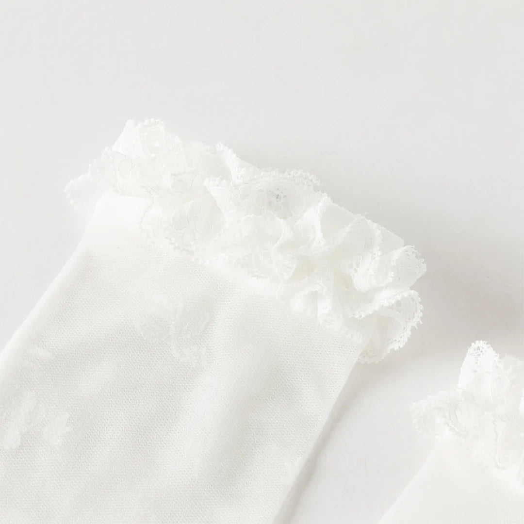 Chaussettes hautes en dentelle enfant fille blanc, accessoire enfant maroc - MALOBY