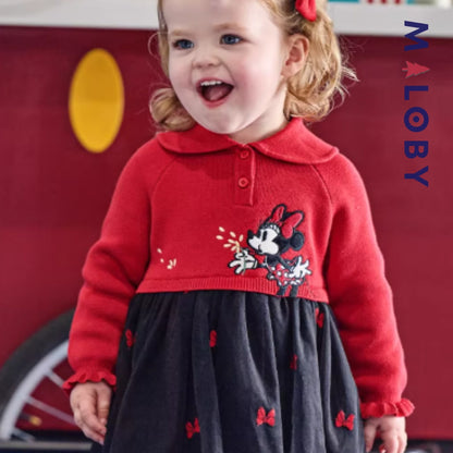 Robe Minnie bi-matière enfant fille -Rouge -robes et ensembles pour filles, bébés et garcons - MALOBY