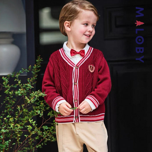 Duo chemise à nœud+cardigan enfant garçon -Rouge -robes et ensembles pour filles, bébés et garcons - MALOBY