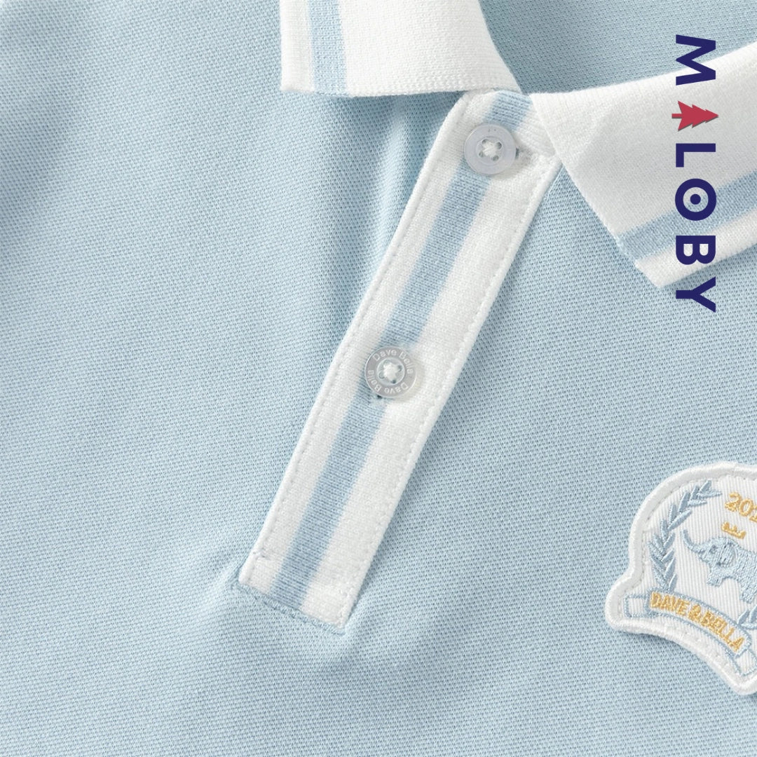 Polo manches longues enfants garçon -Bleu ciel -robes et ensembles pour filles, bébés et garcons - MALOBY