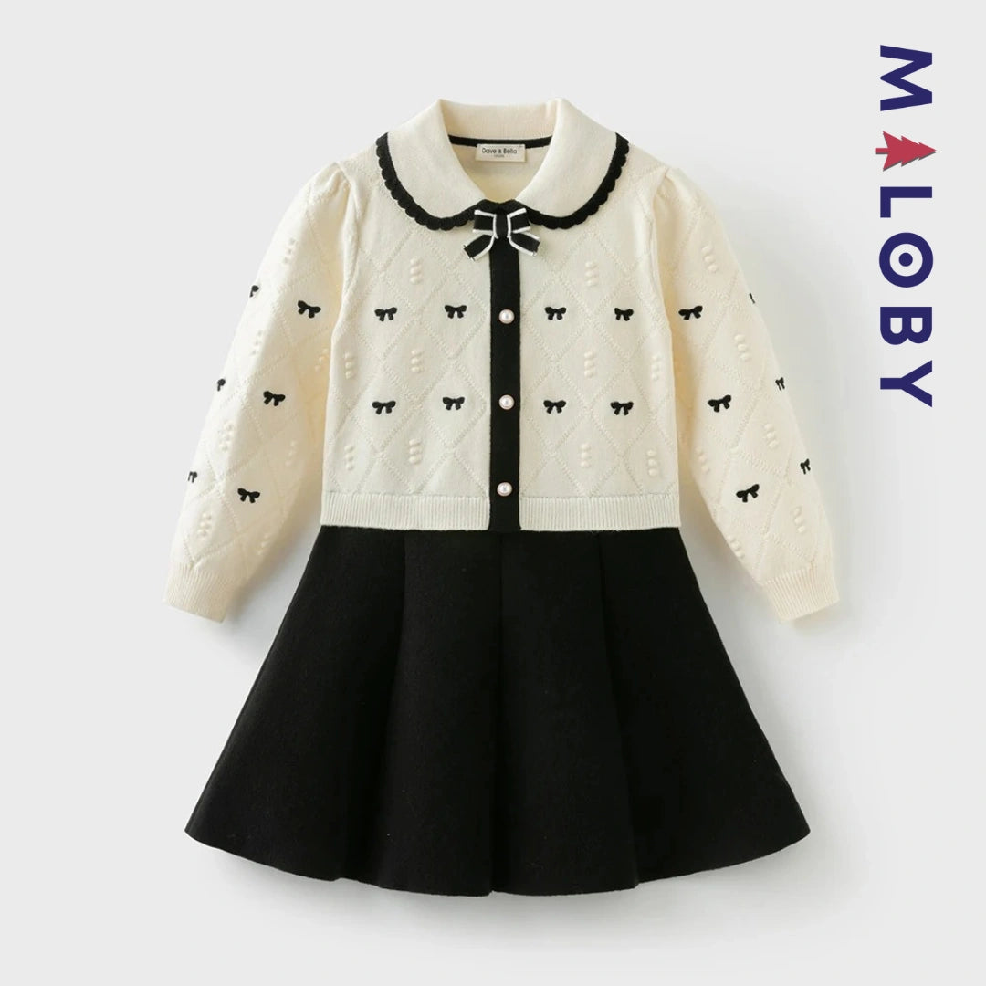 Robe cérémonie en maille enfant fille -Beige -robes et ensembles pour filles, bébés et garcons - MALOBY