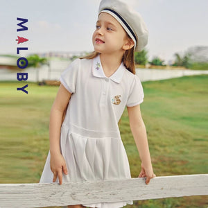 Robe enfant fille en piqué de coton - blanc -robes et ensembles pour filles, bébés et garcons - MALOBY