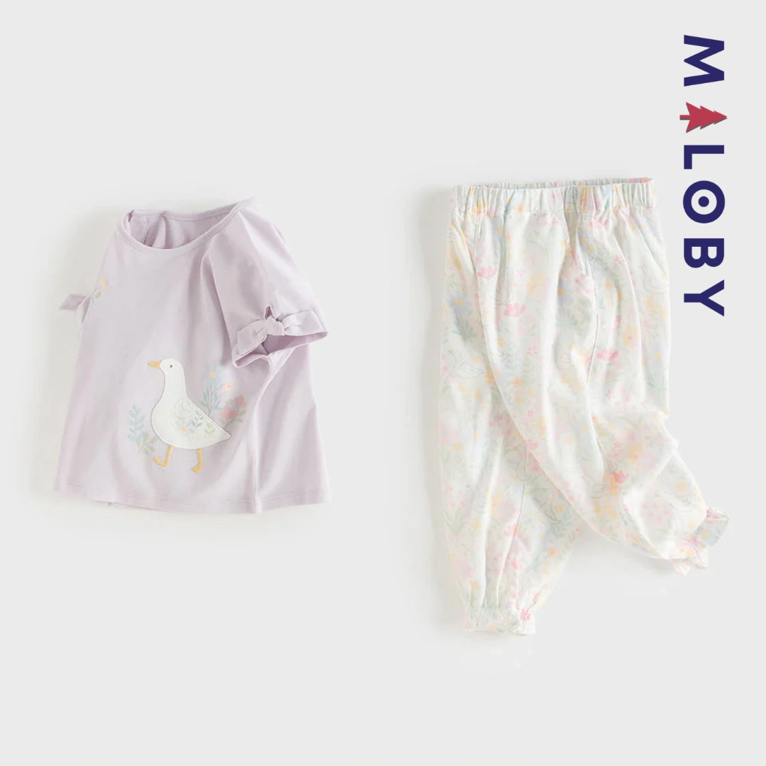 Ensemble 2 pièces T shirt+pantalon enfant fille- Violet