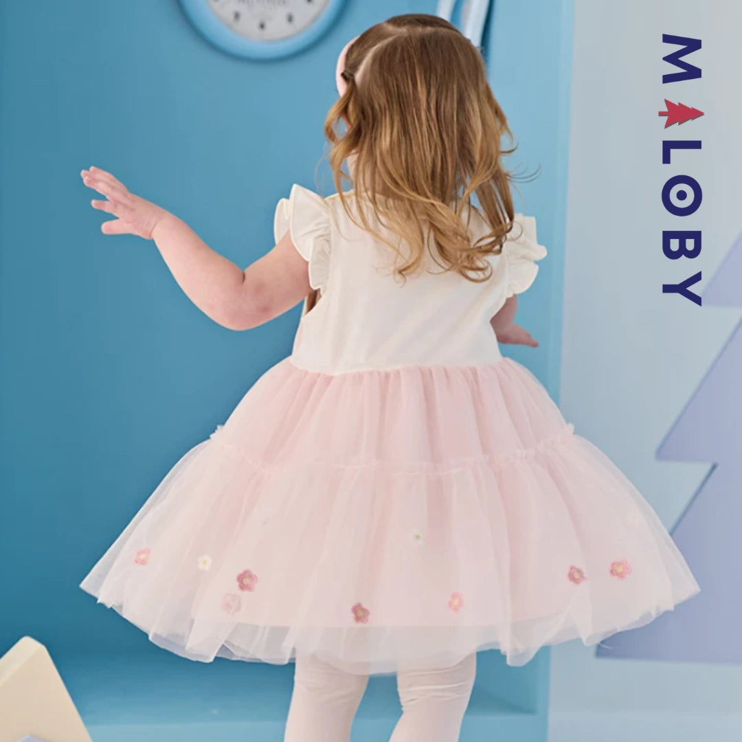 Robe Minnie bi-matière pour été enfant fille -Rose