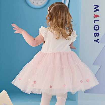 Robe Minnie bi-matière pour été enfant fille -Rose