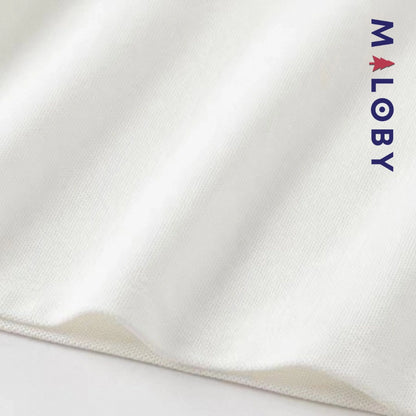 Polo manches longues motif fantaisie enfants garçon -Blanc -robes et ensembles pour filles, bébés et garcons - MALOBY