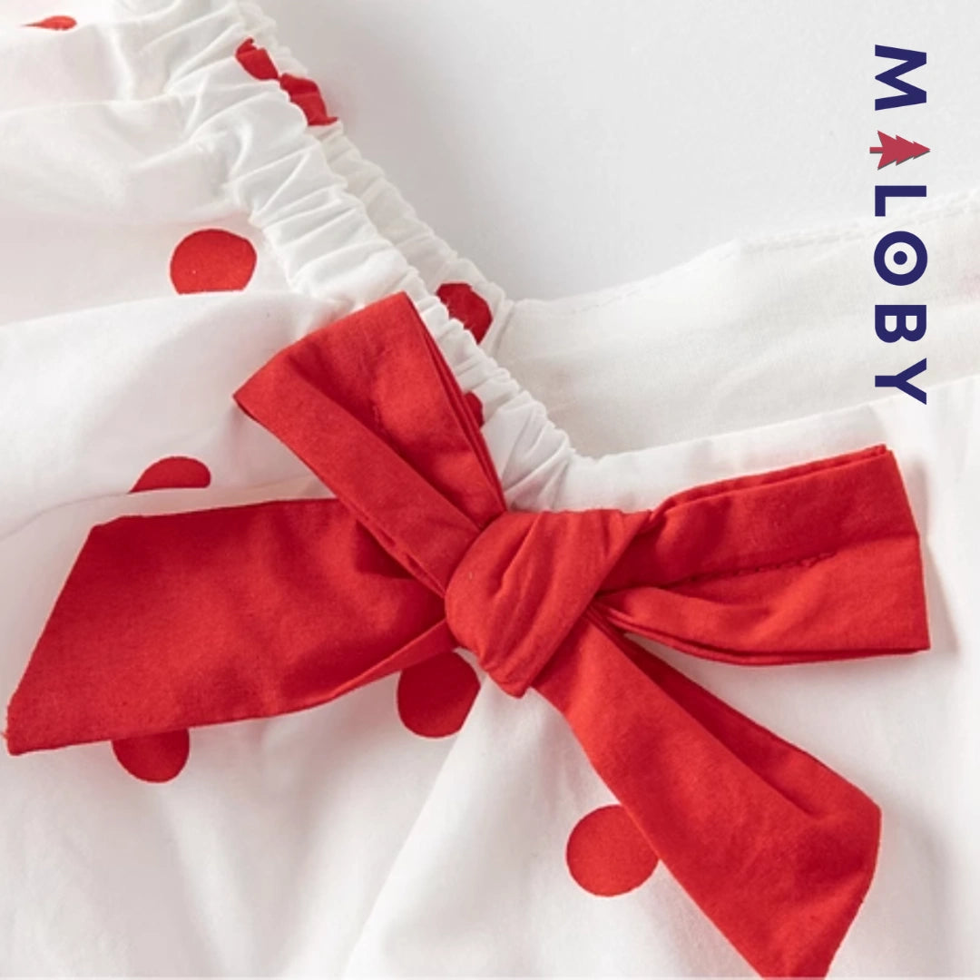 Robe à poids enfant fille -blanc/rouge -robes et ensembles pour filles, bébés et garcons - MALOBY