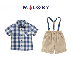 Ensemble cérémonie enfant Garçon à 4 pièces - Bleu/beige -robes et ensembles pour filles, bébés et garcons - MALOBY