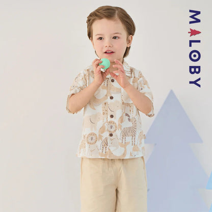 Ensemble Été en lin chemise+short -Imprimé