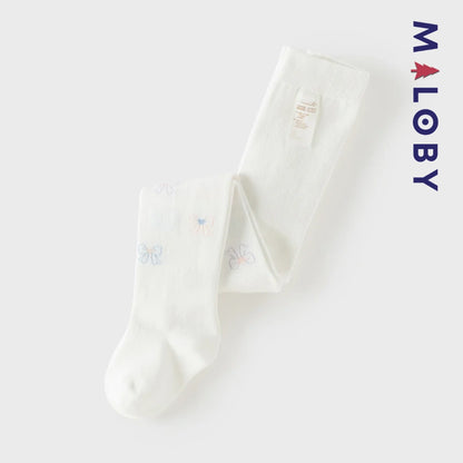 Collant à nœuds pastel enfant fille -Blanc