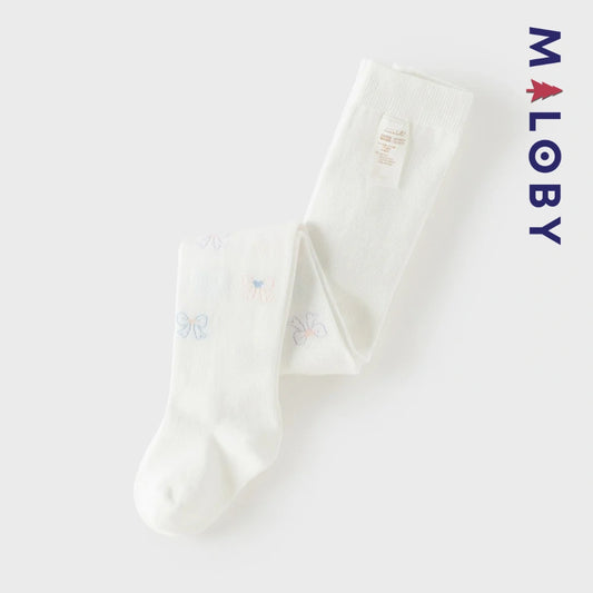 Collant à nœuds pastel enfant fille -Blanc