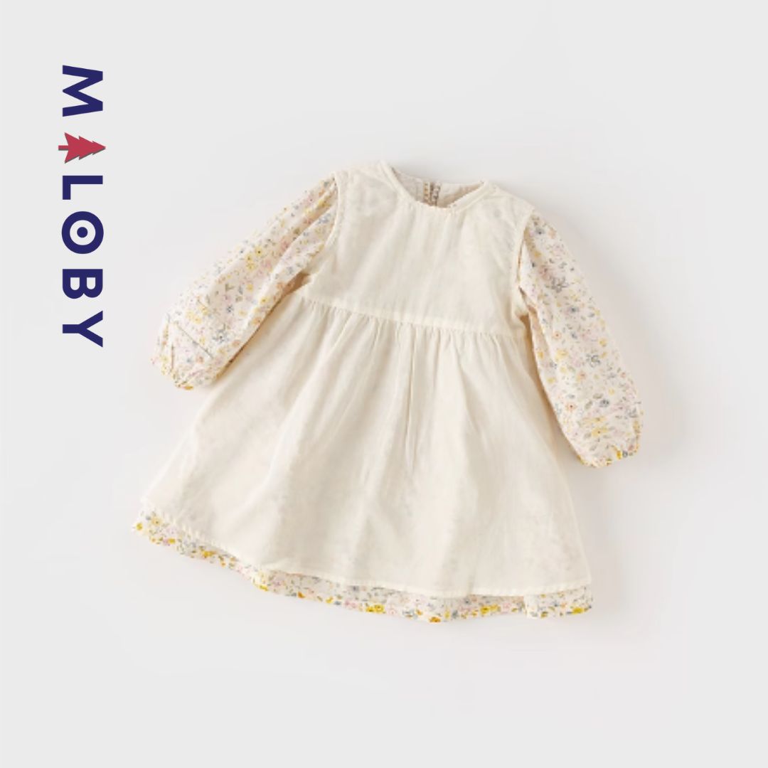 Robe à motifs fleurs imprimés - Jaune -robes et ensembles pour filles, bébés et garcons - MALOBY