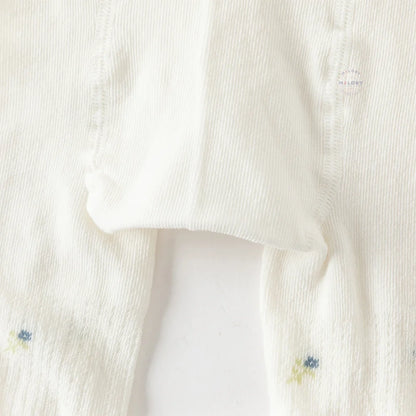 Collant en pointelle épais à motifs fleurettes enfant fille blanc - MALOBY