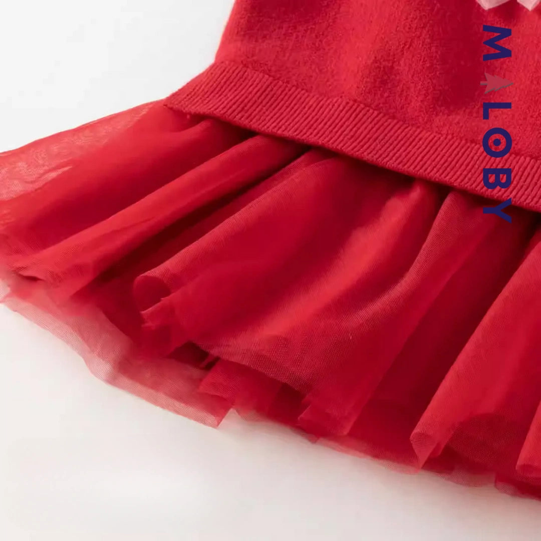 Robe courte bi-matière motif Disney enfant fille - rouge -robes et ensembles pour filles, bébés et garcons - MALOBY