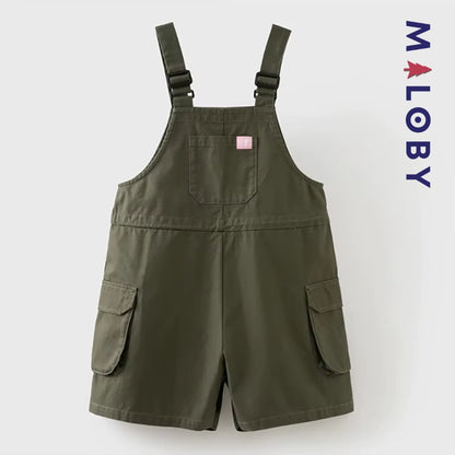 Ensemble Chaussettes +Salopette Short Cargo Enfant fille -Kaki