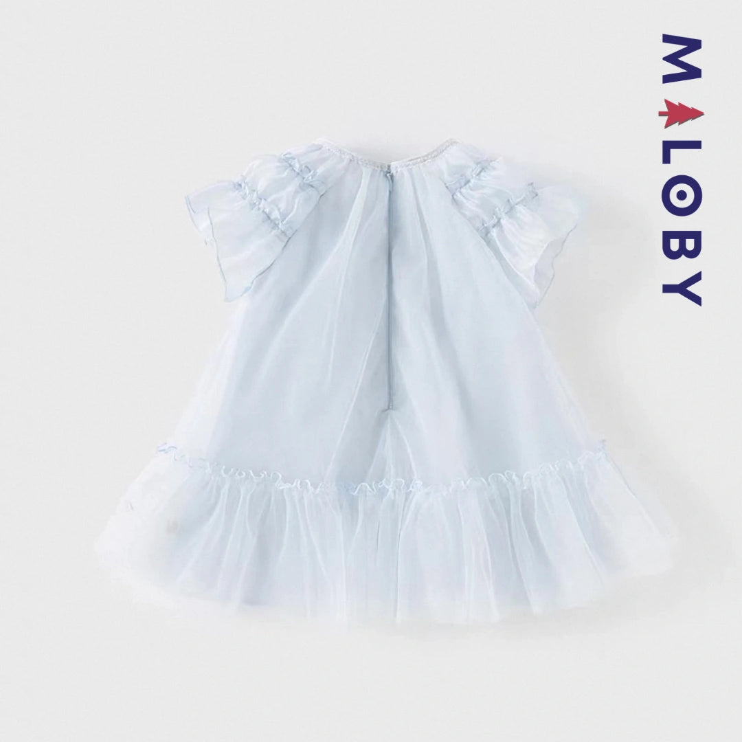Robe de princesse à manches papillon -Bleu ciel