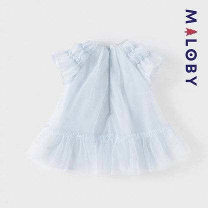 Robe de princesse à manches papillon -Bleu ciel