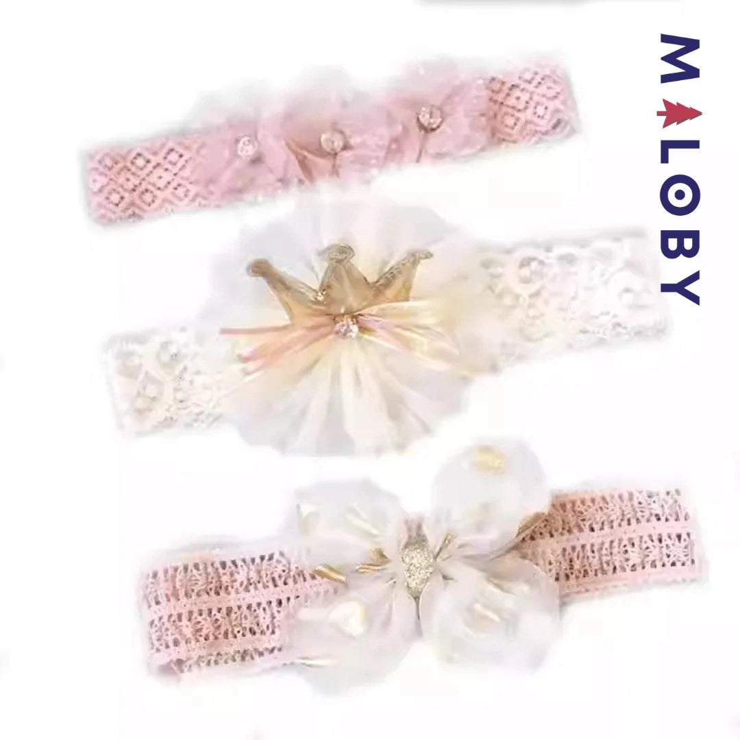 Lot trois bandeaux en dentelle enfant fille -robes et ensembles pour filles, bébés et garcons - MALOBY