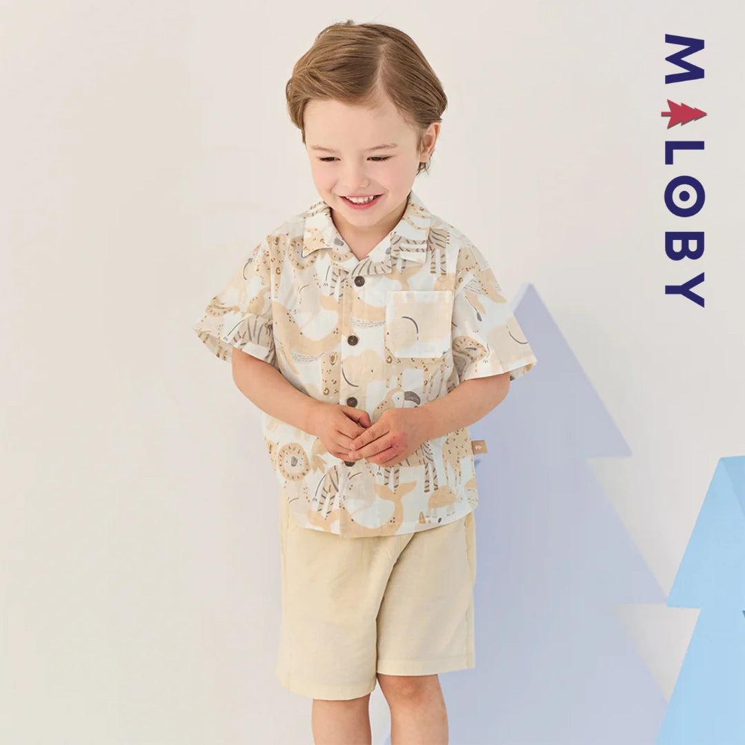 Ensemble Été en lin chemise+short -Imprimé
