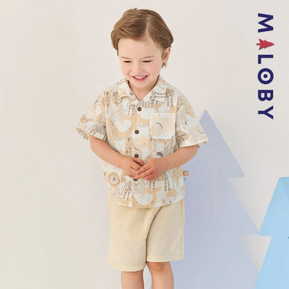 Ensemble Été en lin chemise+short -Imprimé