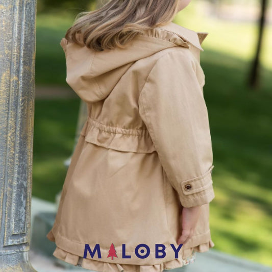 Trench à capuche enfant fille - beige -robes et ensembles pour filles, bébés et garcons - MALOBY