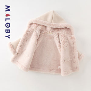 Manteau à capuche en peau lainée enfant fille - Rose -robes et ensembles pour filles, bébés et garcons - MALOBY