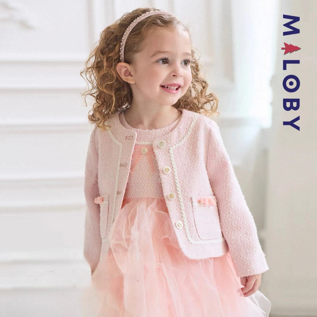 Ensemble cérémonie Robe veste enfant fille-Rose -robes et ensembles pour filles, bébés et garcons - MALOBY