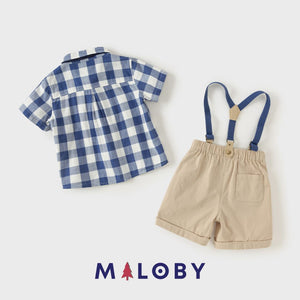 Ensemble cérémonie enfant Garçon à 4 pièces - Bleu/beige -robes et ensembles pour filles, bébés et garcons - MALOBY