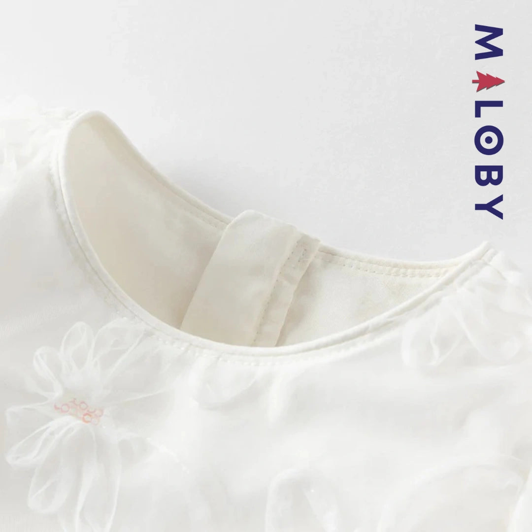 Robe cérémonie effet 2 en 1 -Blanc -robes et ensembles pour filles, bébés et garcons - MALOBY