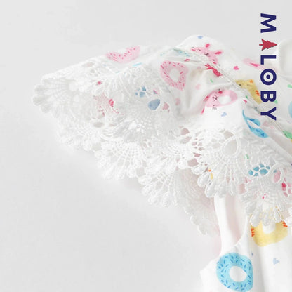 Robe d'été imprimée enfant fille -blanc imprimé -robes et ensembles pour filles, bébés et garcons - MALOBY