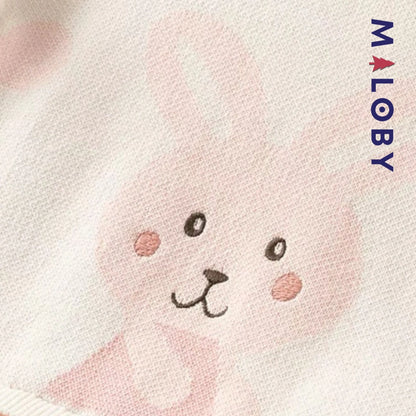 Robe bi-matière motif lapin enfant fille- rose