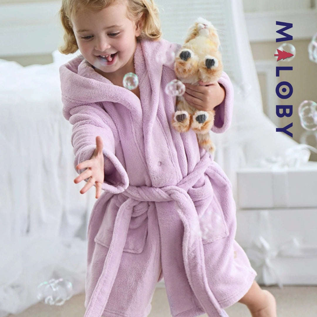 Peignoir de bain à capuche enfant - violet -robes et ensembles pour filles, bébés et garcons - MALOBY