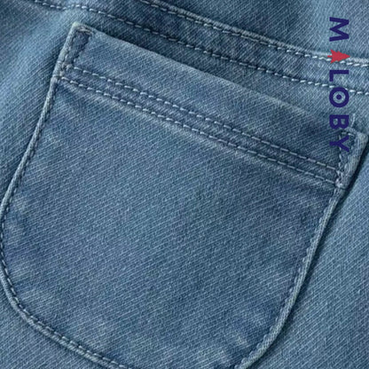 Pantalon jean avec broderies lapin enfant fille-Bleu