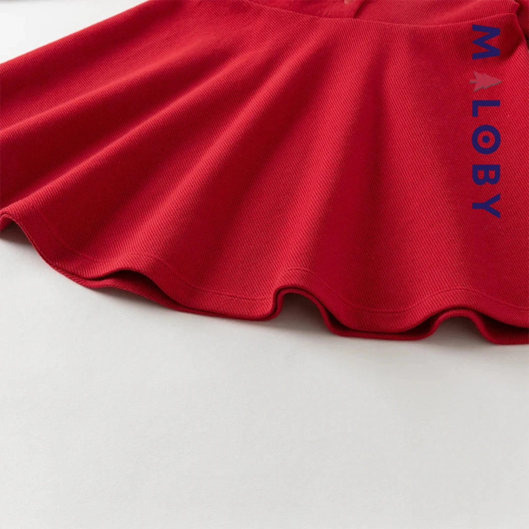 Robe en pur coton manches longues enfant fille -rouge