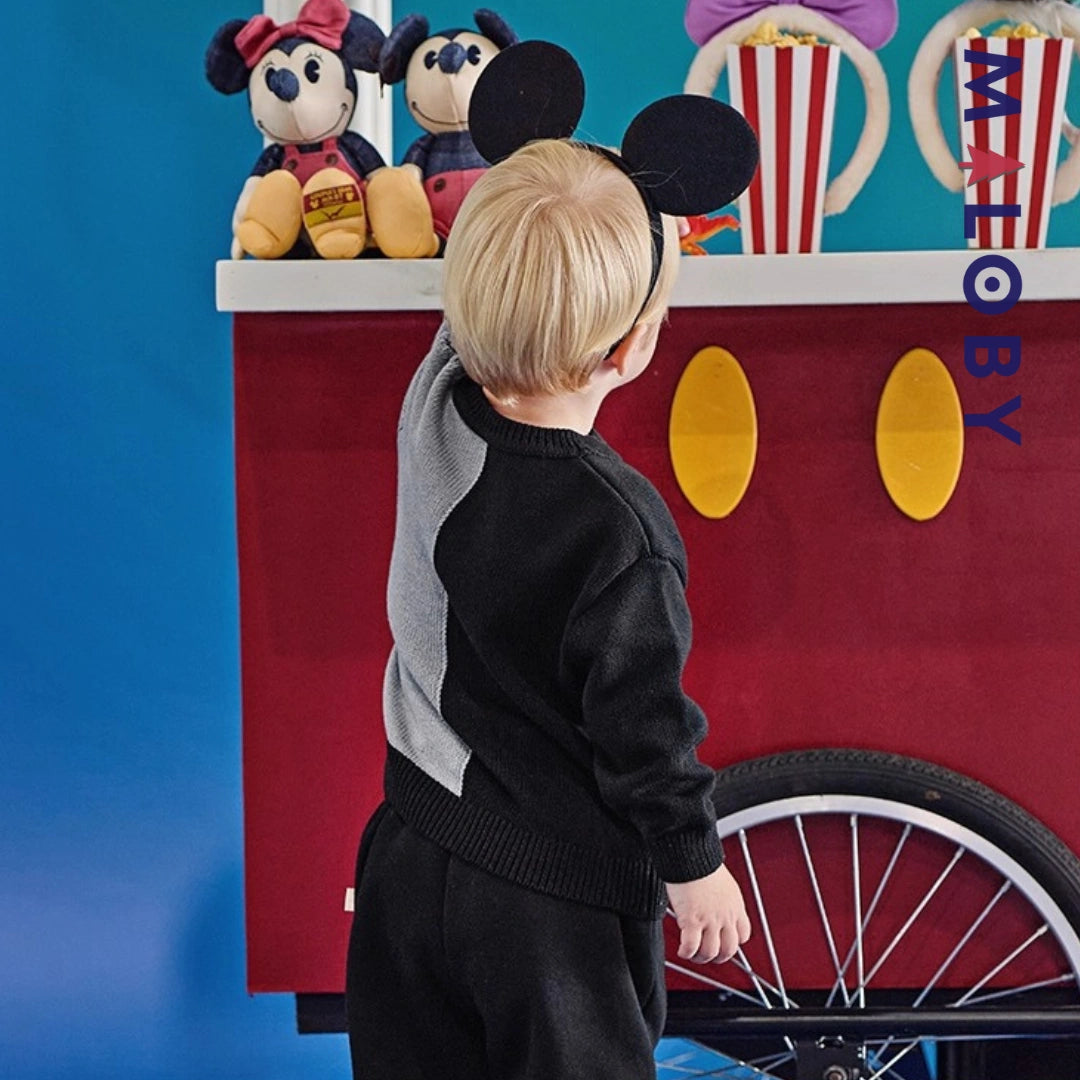 Pull en tricot parent-enfant unisexe- Noir