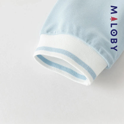 Polo manches longues enfants garçon -Bleu ciel -robes et ensembles pour filles, bébés et garcons - MALOBY