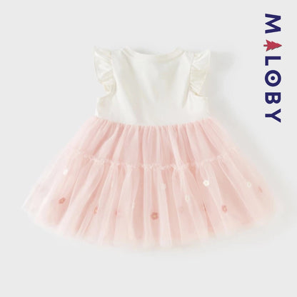Robe Minnie bi-matière pour été enfant fille -Rose