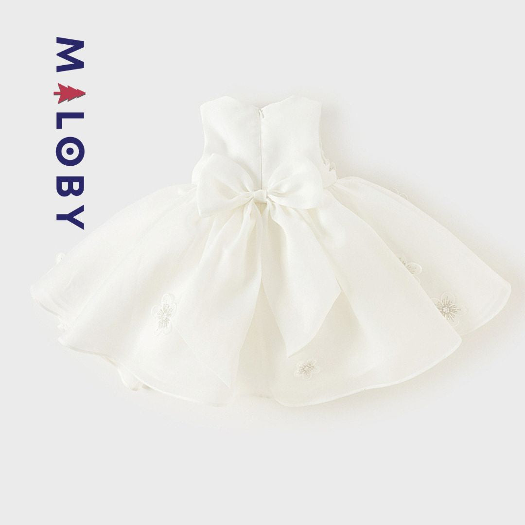 Robe cérémonie fleurettes -Blanc -robes et ensembles pour filles, bébés et garcons - MALOBY